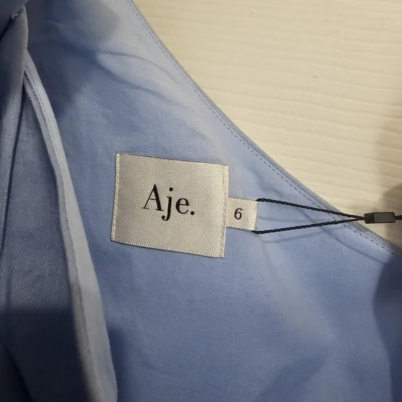 Aje  Adelia One-Shoulder Ruffled Dupioni-Trimmed Linen-Blend Midi Dress - Picture 6 of 9